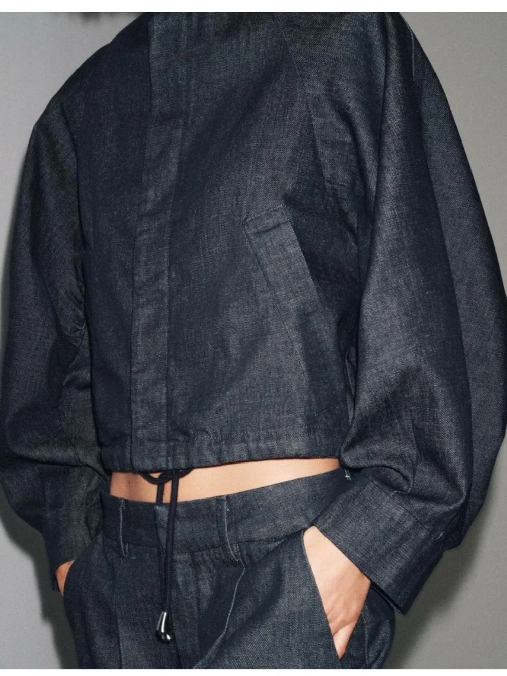ZARA ZW COLLECTION DENIM PUFFER BOMBER JACKET - Picture 4 of 6